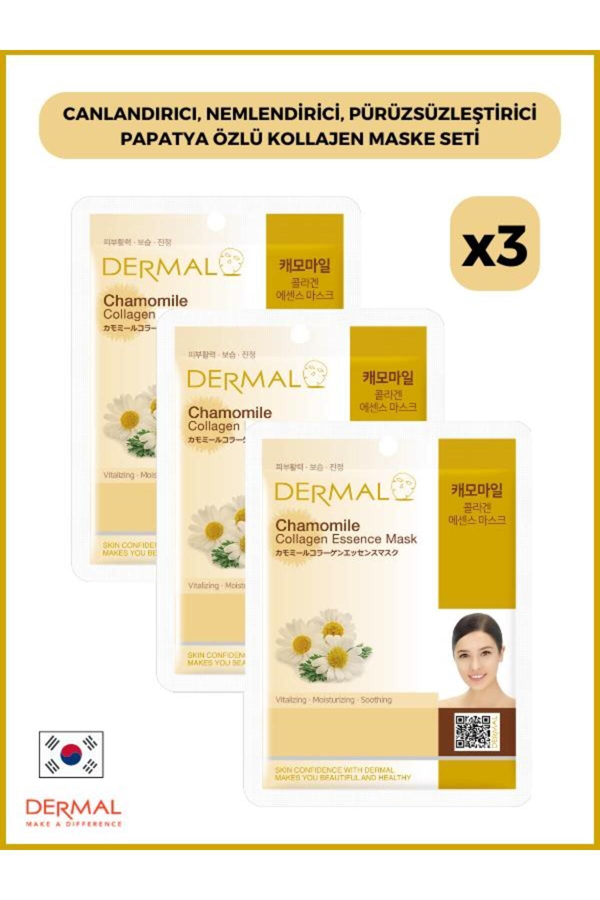 Dermal-23 Gr 3 Pieces Chamomile Extract Revitalizing Moisturizing Smoothing Collagen Mask 1