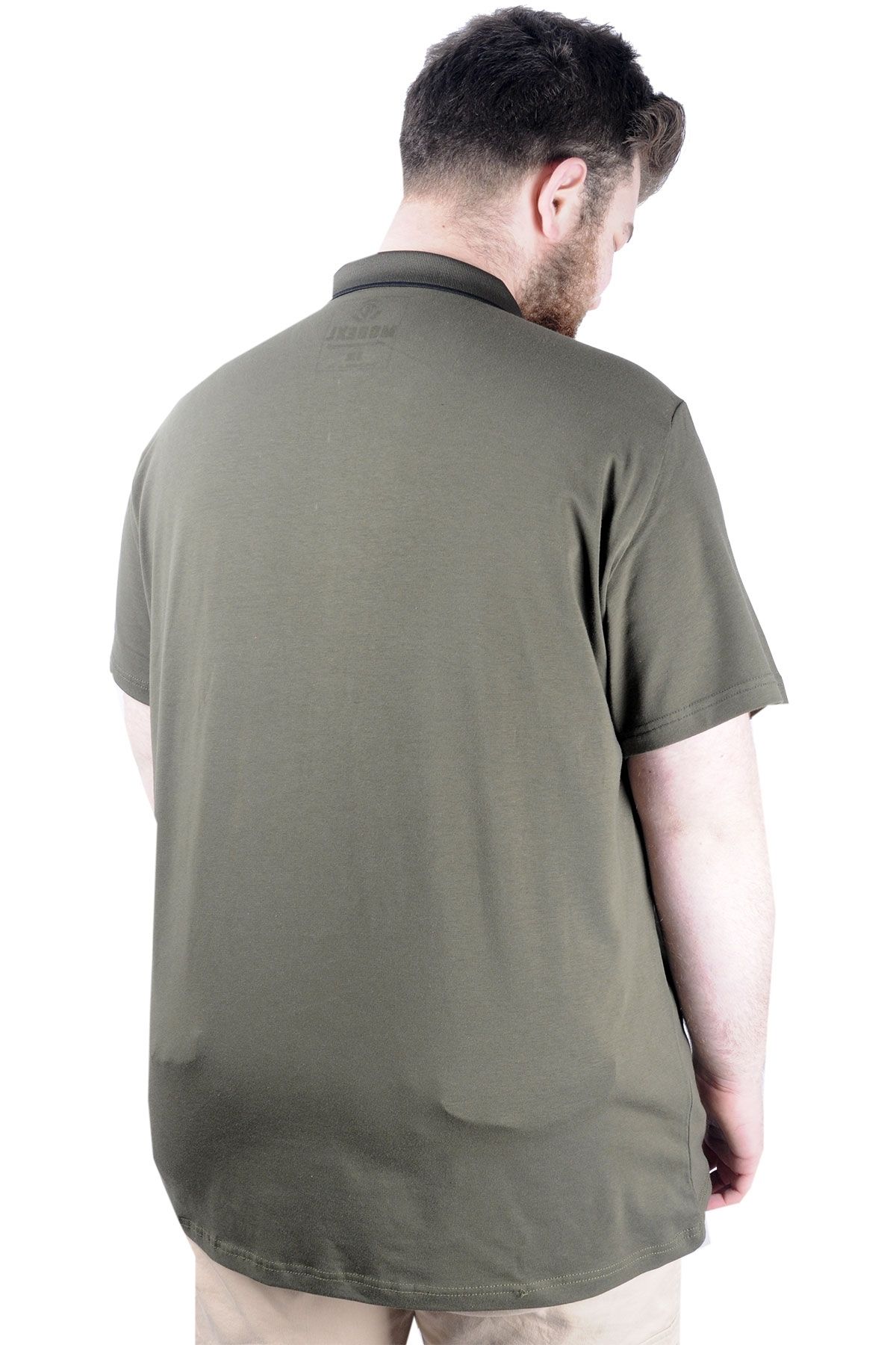 ModeXL-Mode Xl Plus Size T-shirt Polo Lycra Single Jersey με τσέπη 21558 Χακί 3