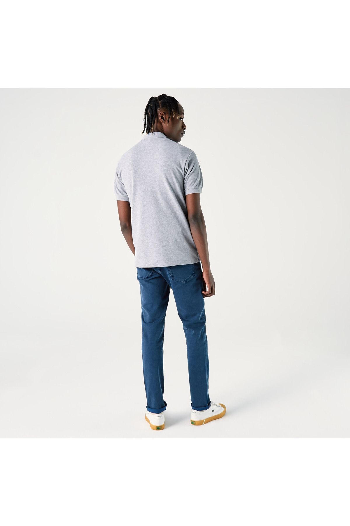 تی شرت یقه پولو مردانه SLIM FIT MARL L.12.12 چوگان خاکستری روشن Lacoste