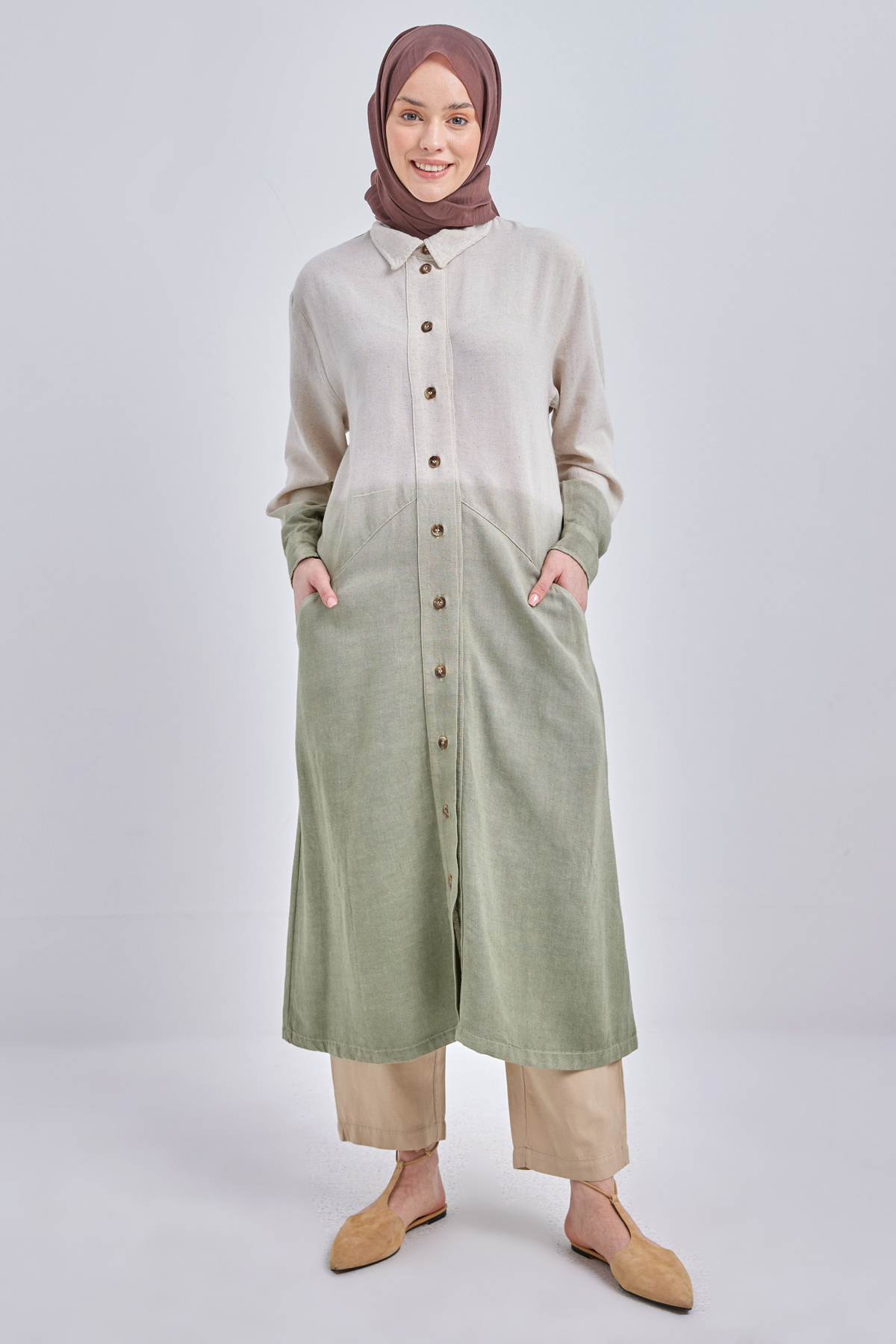 ALLDAY-Defne Gradient Linen Shirt Tunic 1