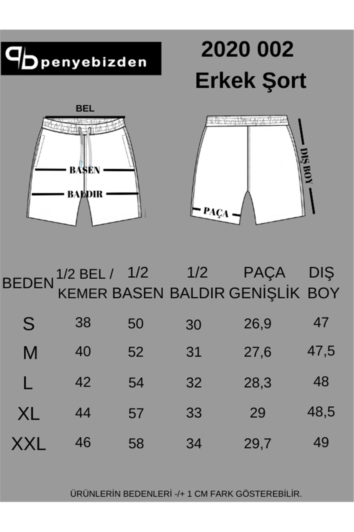 penyebizden Erkek Regular Fit (Normal Kesim) %100 Pamuklu Şort-Siyah görsel 7