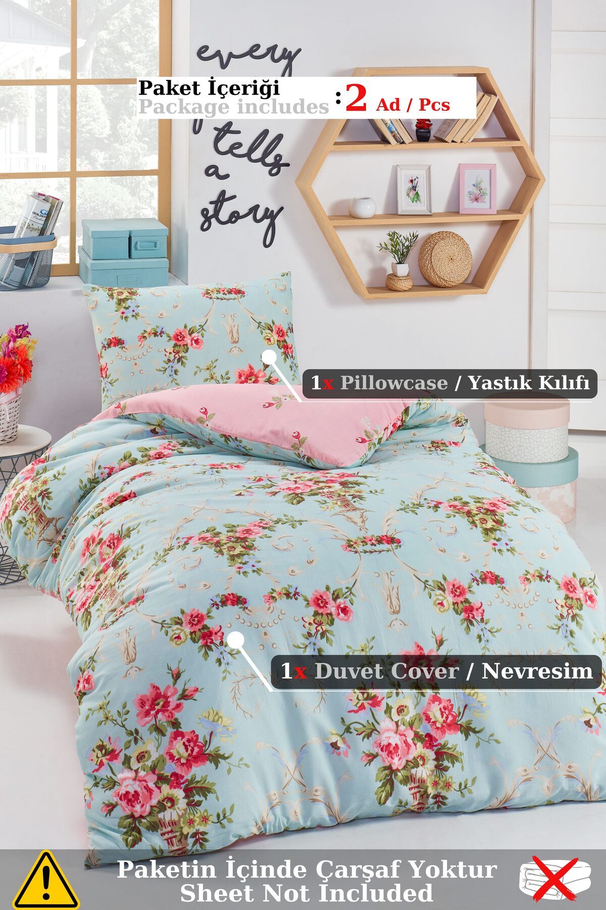 Eponj Home Junior Nevresim Seti Tek Kişilik Alanur Mint fotoğrafı 3 (önizleme)