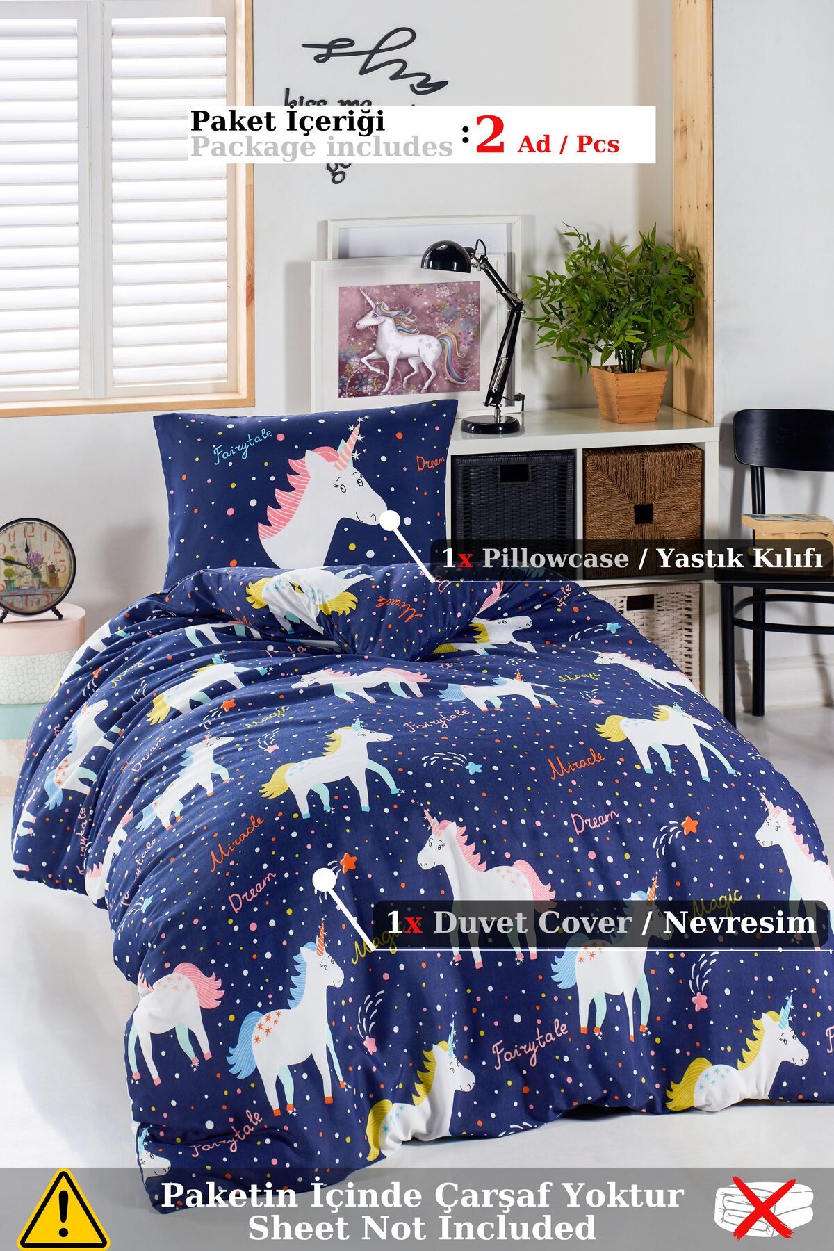 Eponj Home Junior Nevresim Seti Tek Kişilik MagicUnicorn Laci fotoğrafı 4 (önizleme)