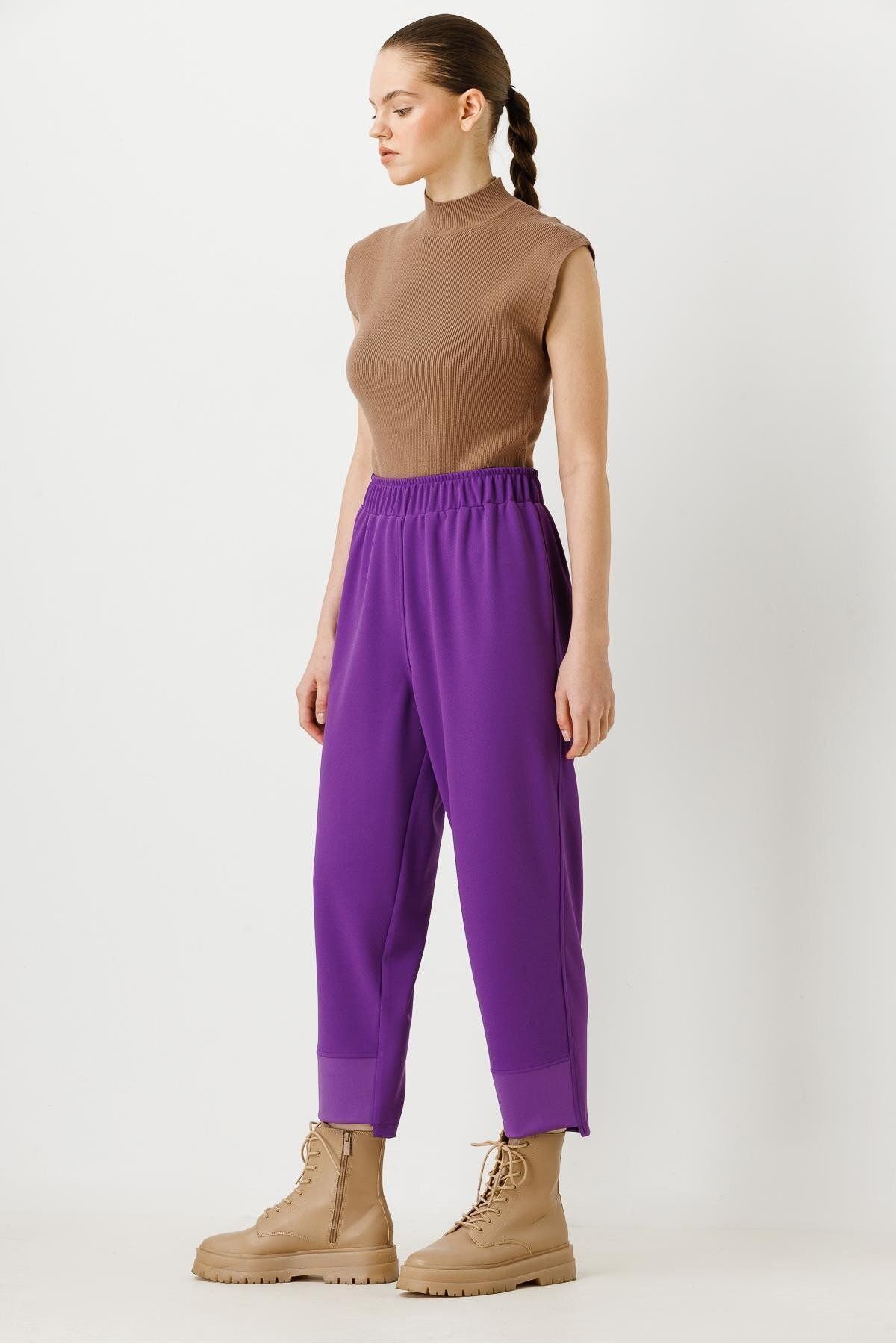 Ghisa-Light Purple Elastic Waist Trousers 3