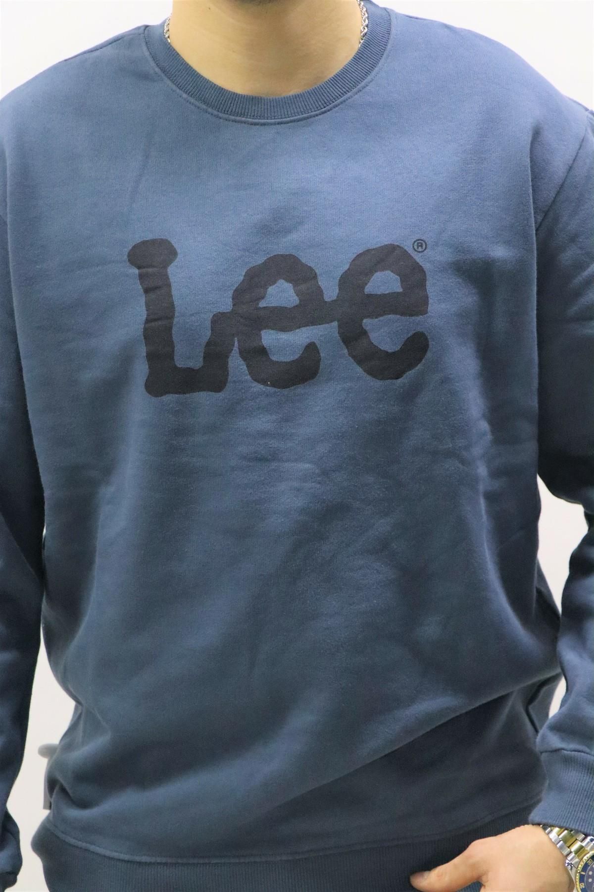 سویشرت خاکستری مردانه L80XTJTG یقه ​​دوچرخه تیره Lee