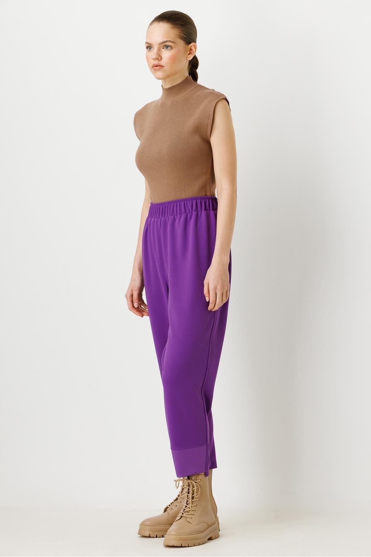 Ghisa-Light Purple Elastic Waist Trousers 2