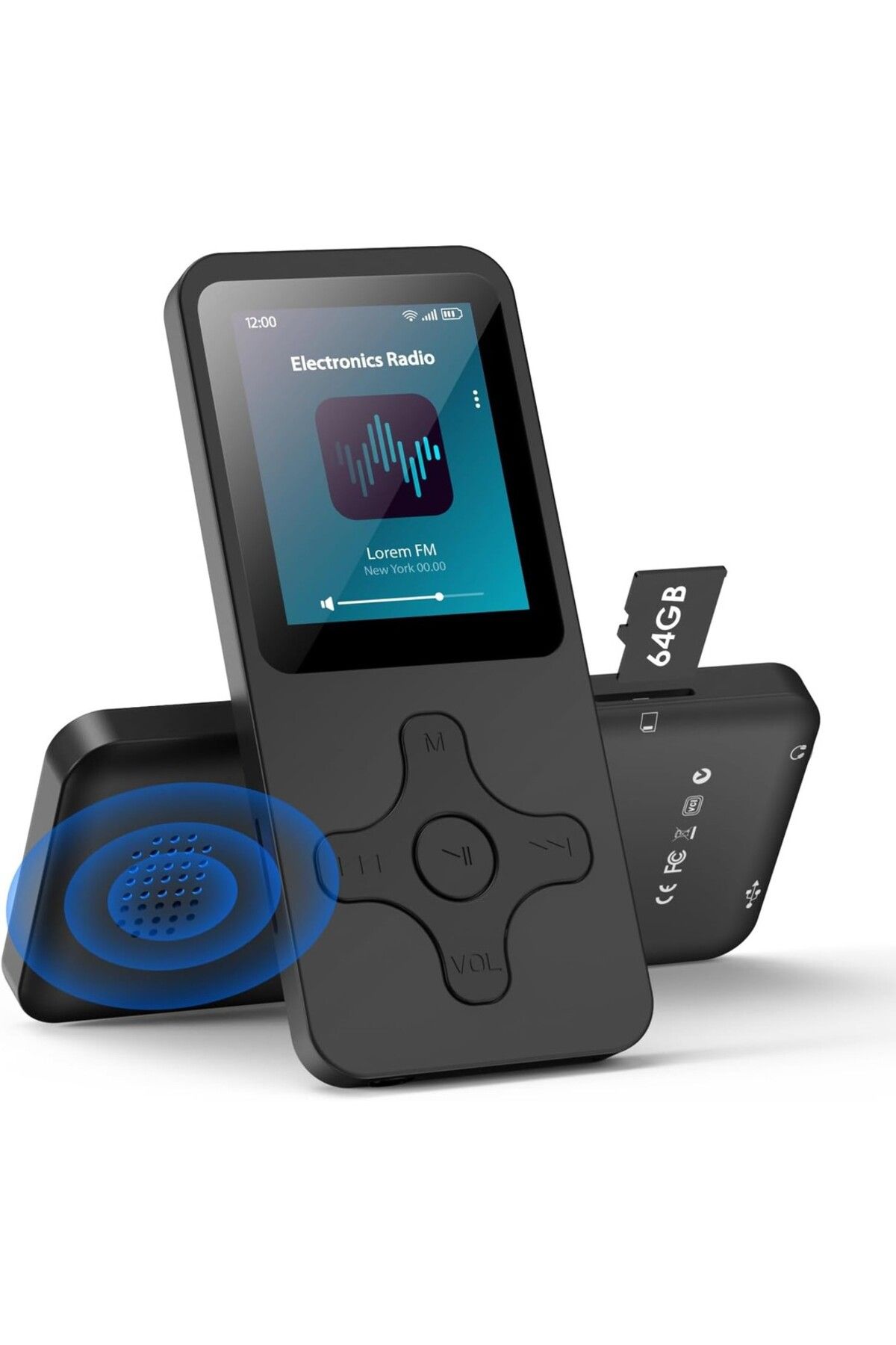 VARSTHREE Bluetooth 5.0 MP3 Çalar - 64GB, HiFi Ses, E-Kitap, FM Radyo, Entegre Hoparlör