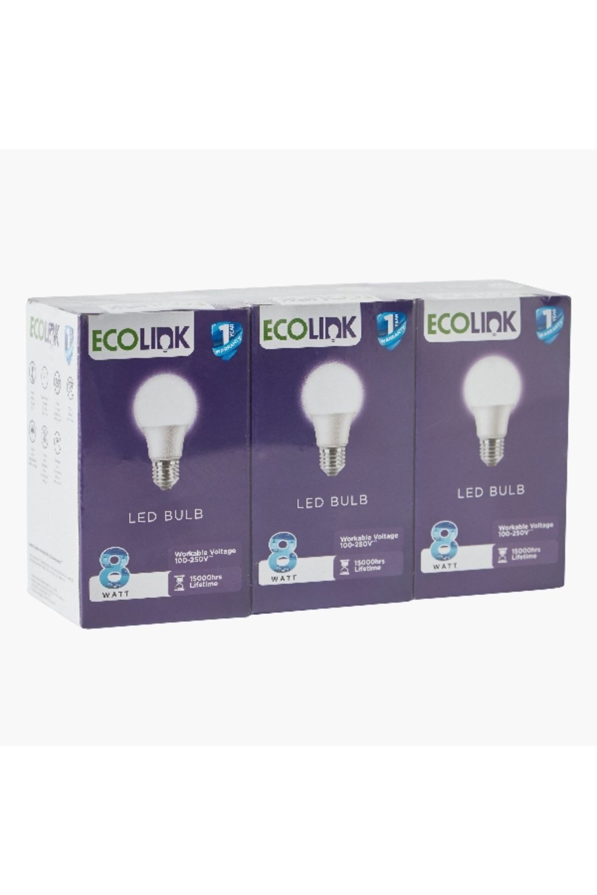 ecolink-8W E27 Daylight LED Bulb - Set of 3 4