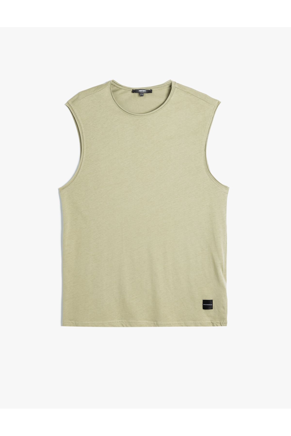 Koton-Basic Sleeveless T-Shirt with Hollow Sleeve Label Detail and Crew Neck 1