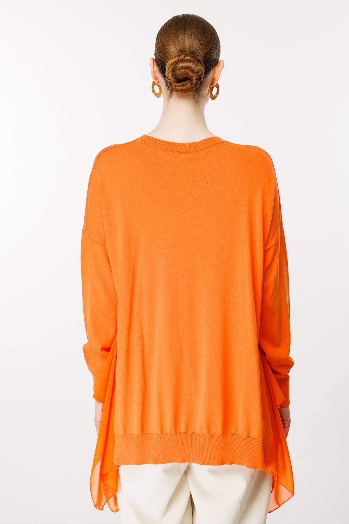 Ghisa-Orange Knitwear Tunic - Chiffon Detailed 6