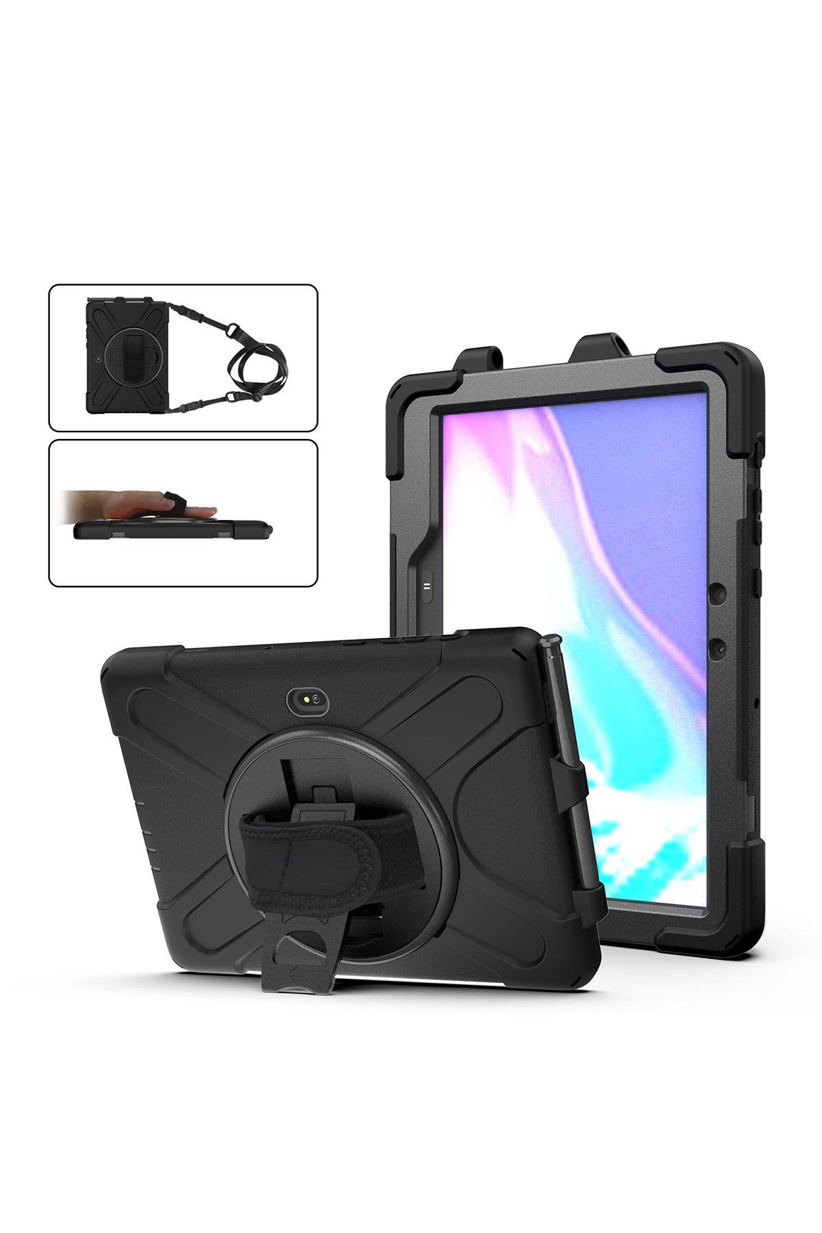 NewFace Samsung Galaxy T540 Tab Active Pro Kılıf Amazing Tablet Kapak - Siyah ZRNET