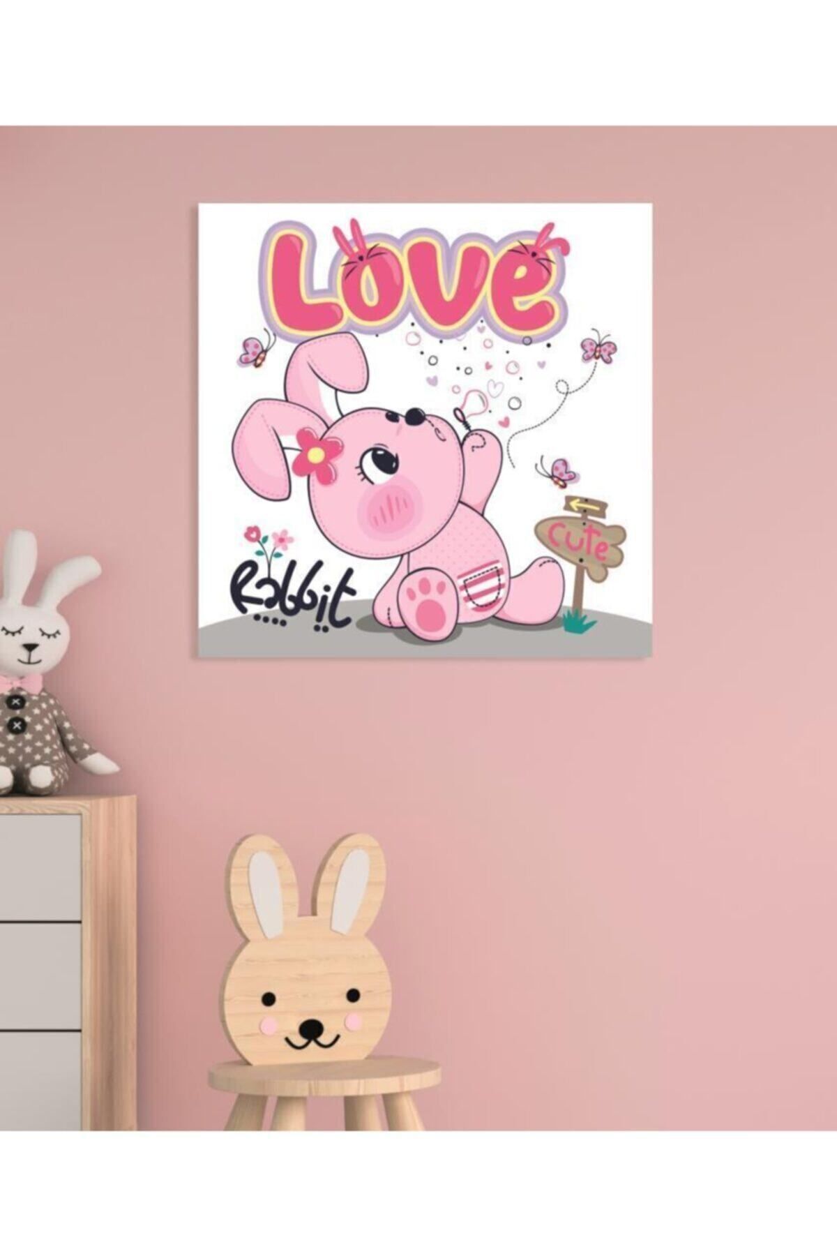Vividale Dekoratif Çocuk Odası Love Rabbit Duvar Kanvas Tablo