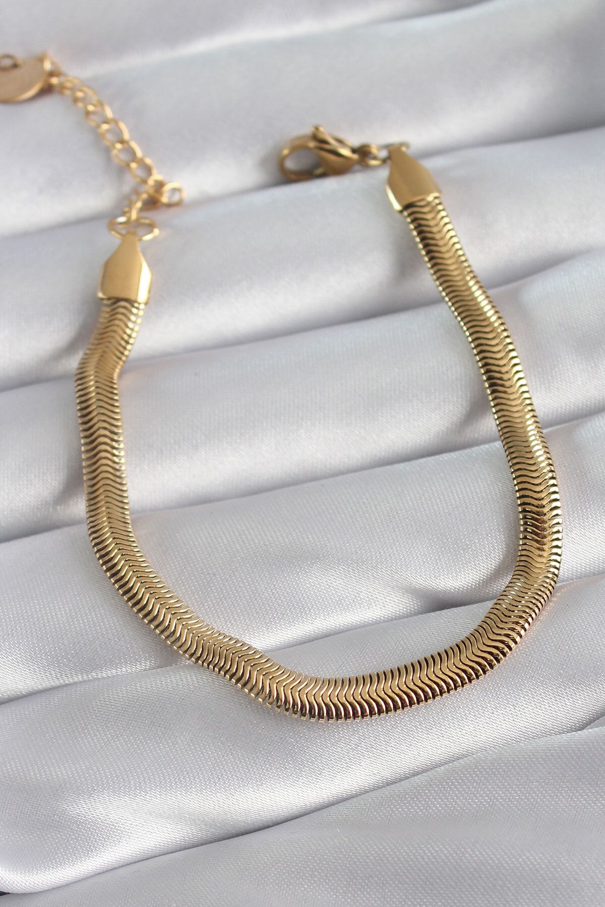 MMB Boutique 316L Çelik Gold Renk Kalın İtalyan Zincir Model Kadın Bileklik