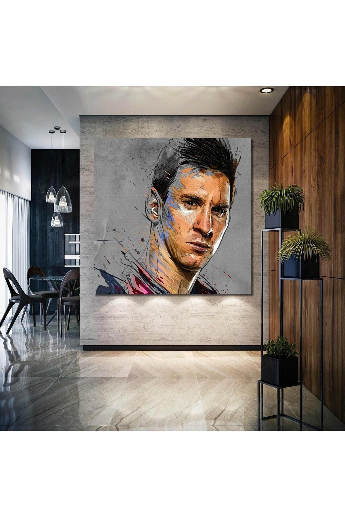 Vividale Lionel Messi Arjantin Futbol Art Çizim Dekor Kanvas Tablo