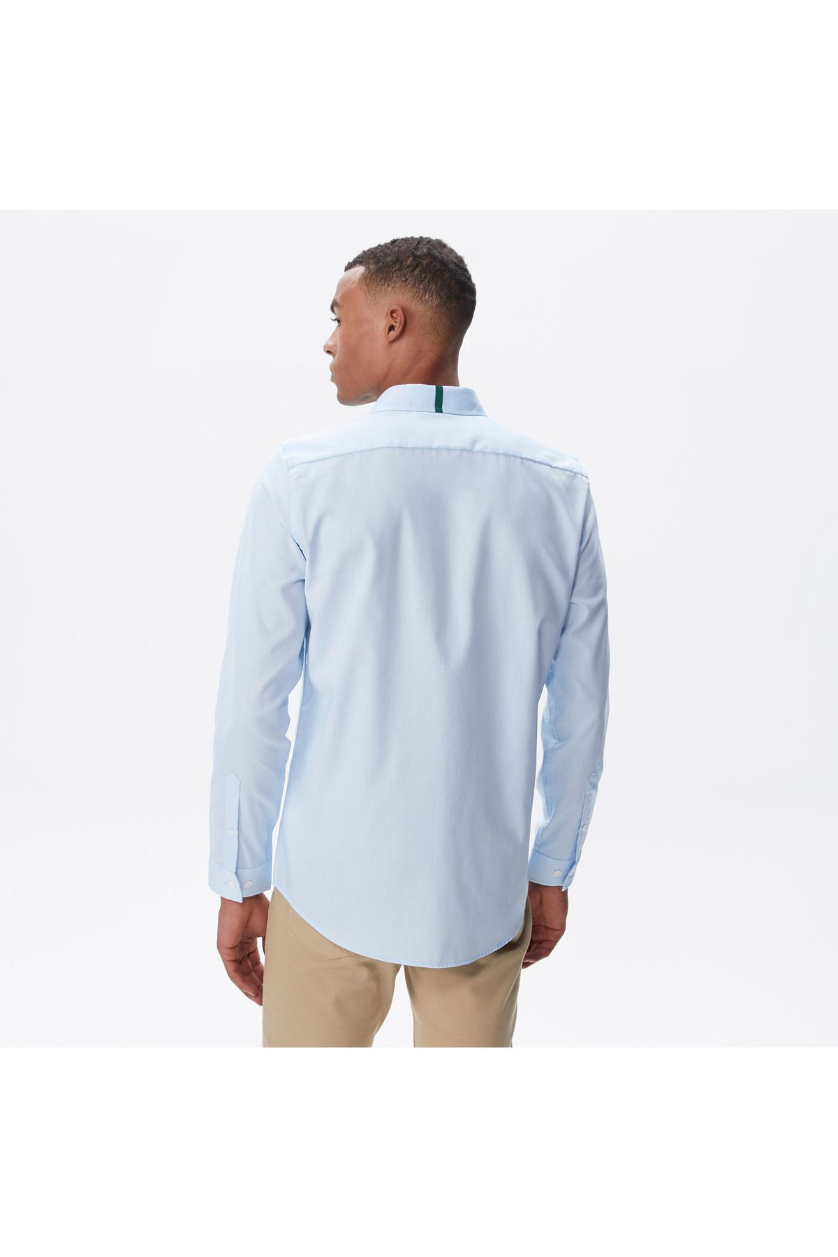 پیراهن / بلوز دکمه دار آبی مردانه روشن و باریک لباس Lacoste