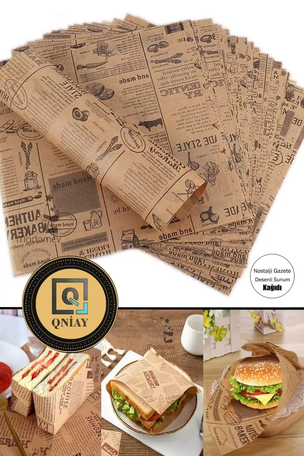 QNİAY-50 Pieces Camping - Picnic Presentation Patterned Oil Paper, Assortment Mixed Pattern 2