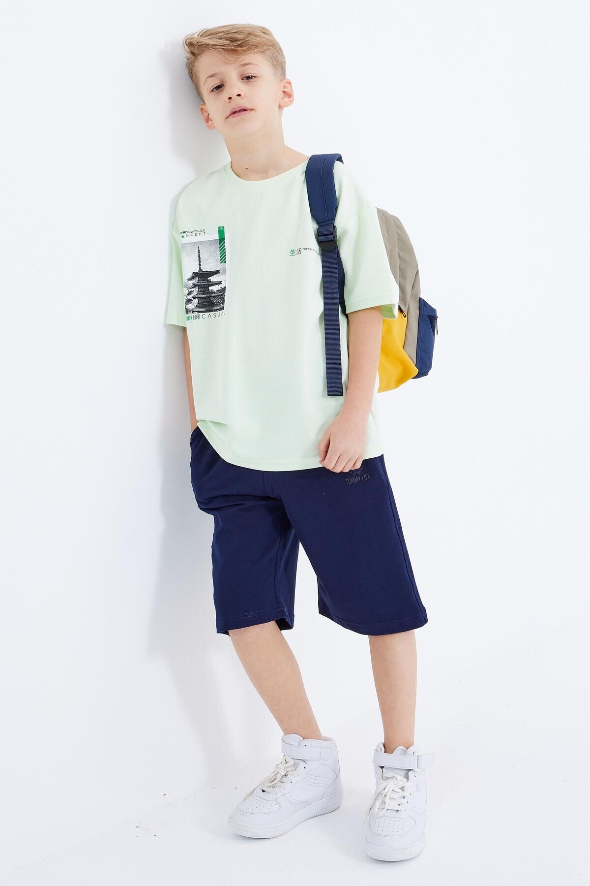 TOMMY LIFE-Indigo Summer Embroidered Lace-Up Boy's Shorts - 10881 3