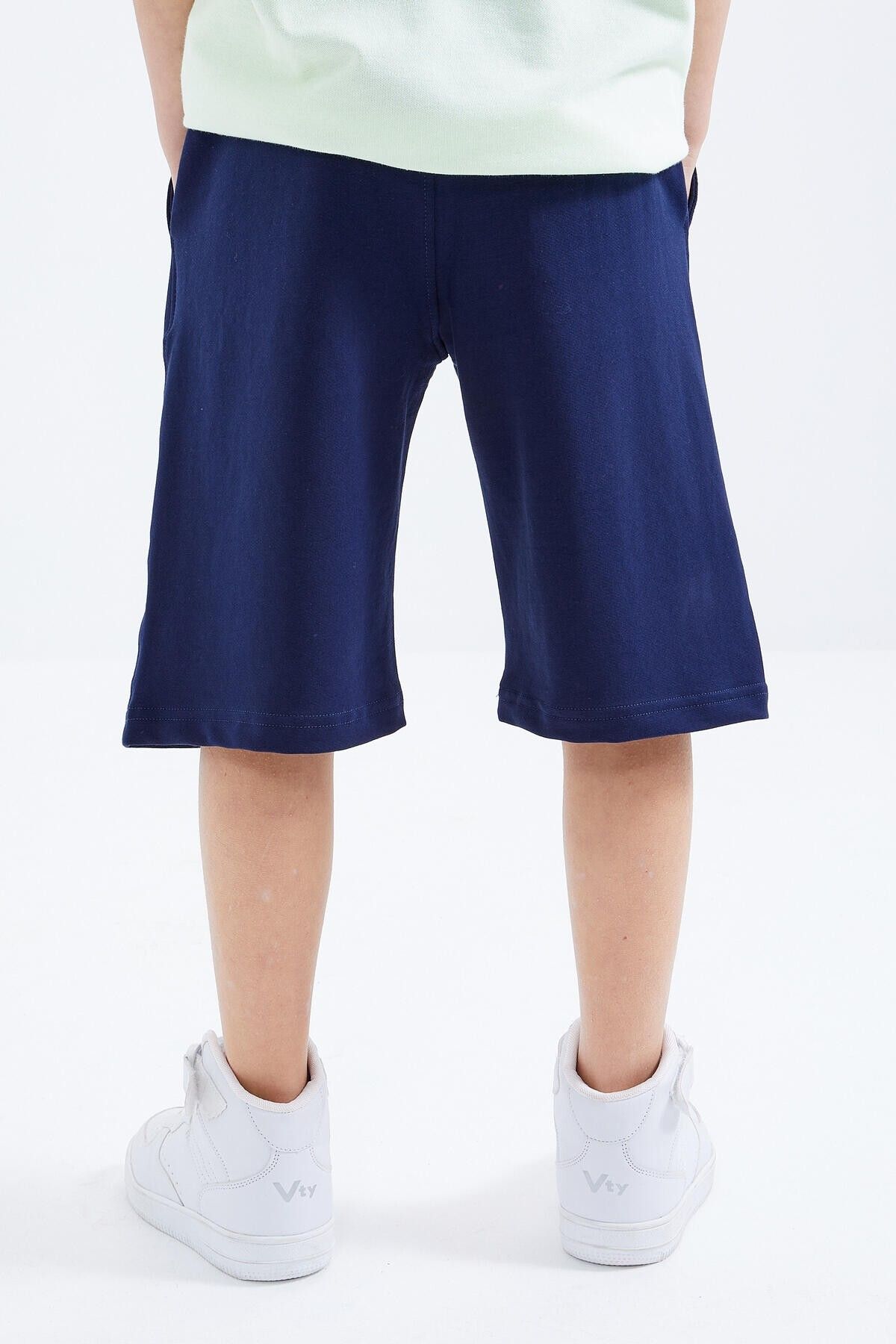 TOMMY LIFE-Indigo Summer Embroidered Lace-Up Boy's Shorts - 10881 8