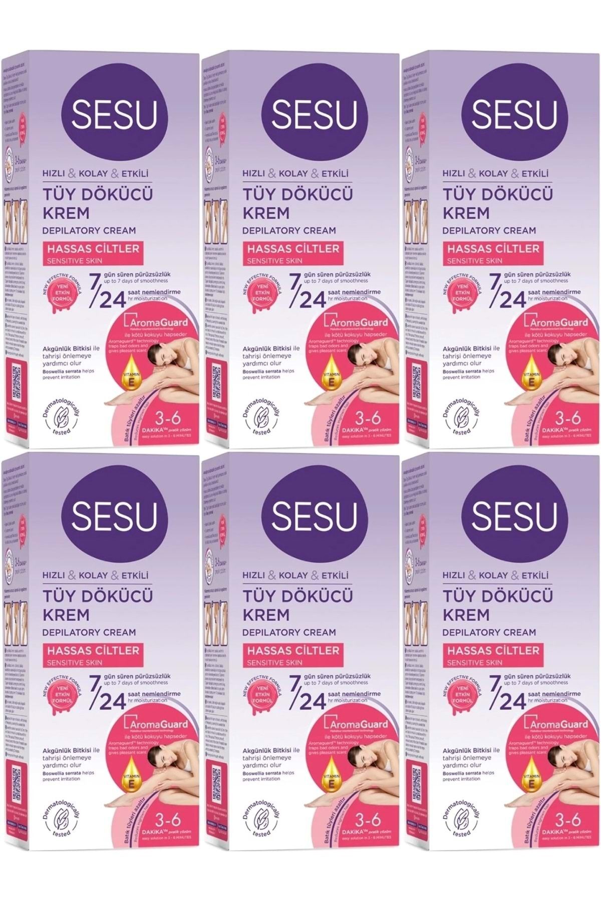 Sesu Tüy Dökücü Krem 40ML Hassas Ciltler/Sensitive (6 Lı Set)