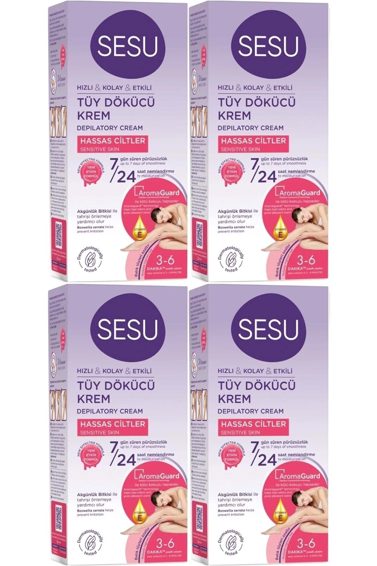 Sesu Tüy Dökücü Krem 40ML Hassas Ciltler/Sensitive (4 Lü Set)