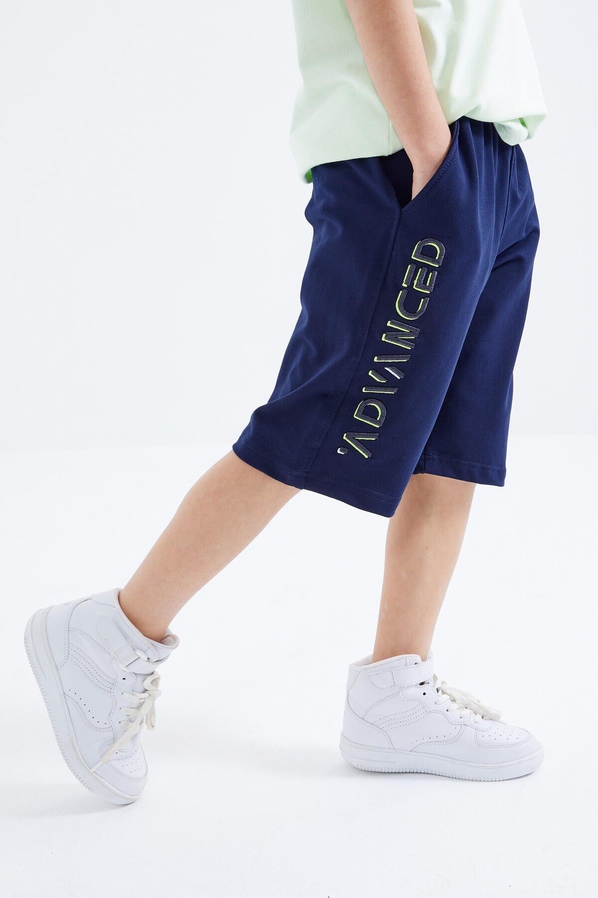TOMMY LIFE-Indigo Summer Embroidered Lace-Up Boy's Shorts - 10881 2