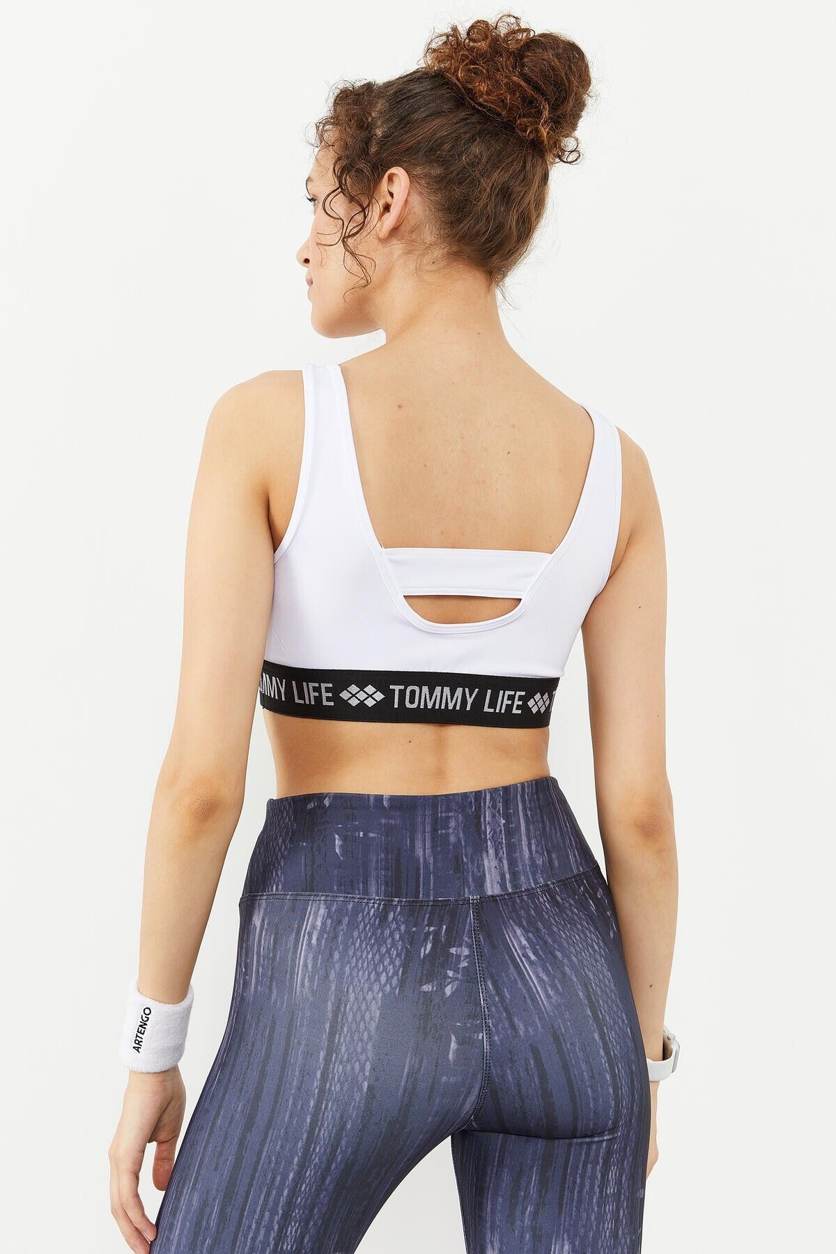 TOMMY LIFE-White Text Stripe Standard Size U Collar Women's Sports Bustier - 97113 8