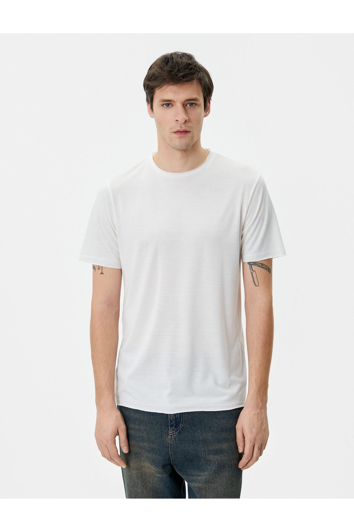 Koton-Basic T-Shirt Rundhals Kurzarm Viskose-Mischgewebe 3