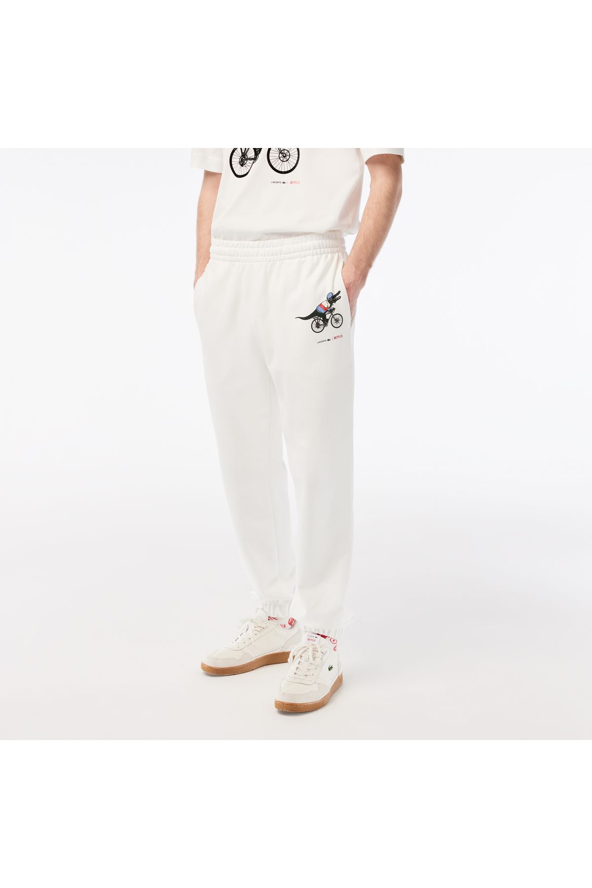 شلوار گرمکن سفید مردانه X Netflix 's Cittive Tracksuit TrackSuit Six Lacoste