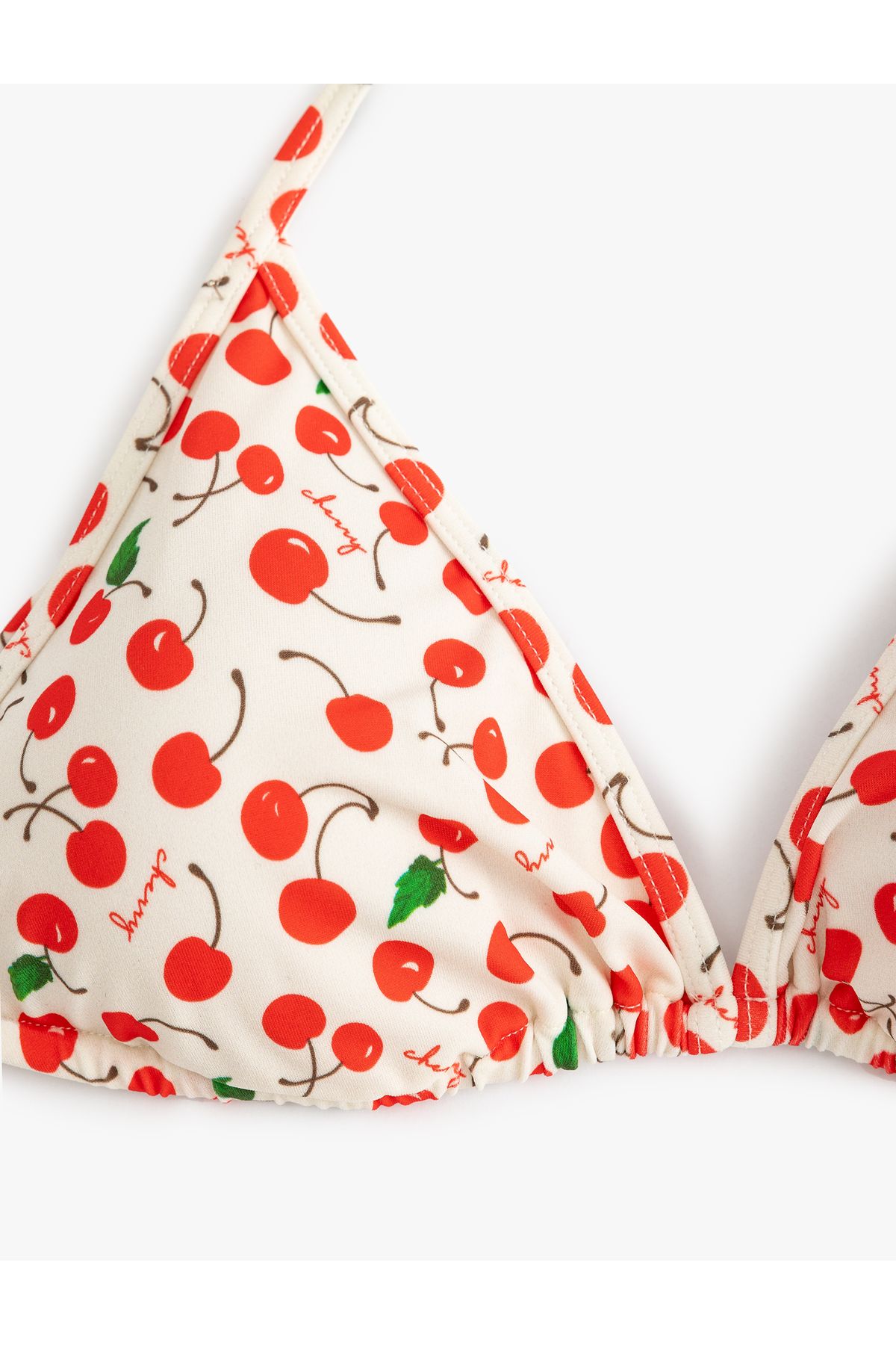 Koton-Triangle Bikini Top with String Fruit Print 2