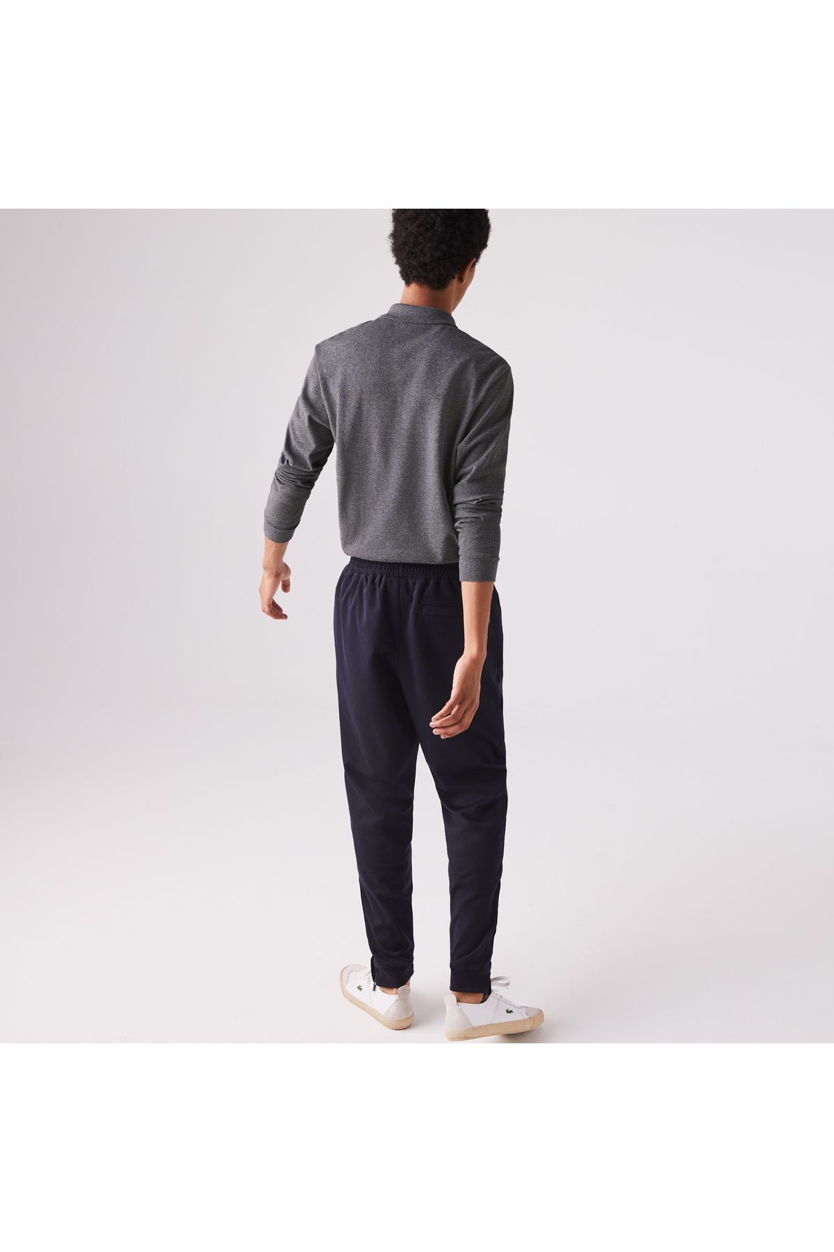 تی شرت یقه پولو خاکستری مردانه آستین بلند کلاسیک L.12.12 چوگان تیره Lacoste