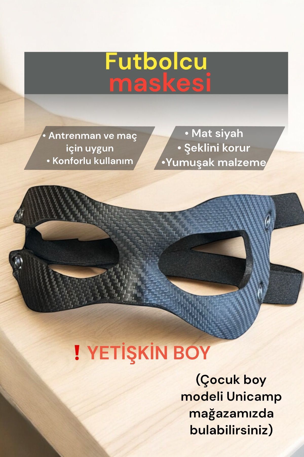 Bushman Futbolcu Maskesi Karbon Desenli Yetişkin Boy Maske