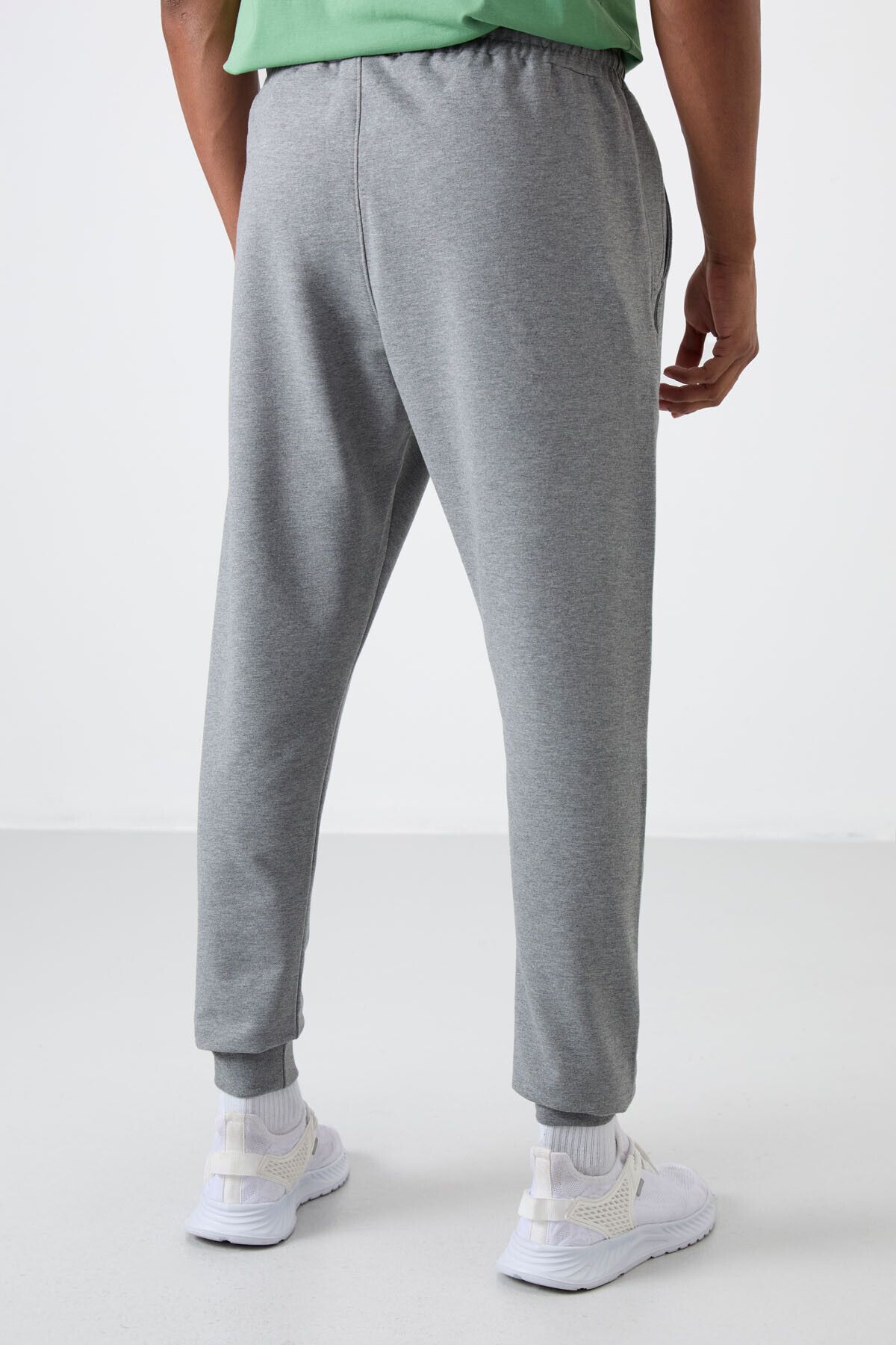 TOMMY LIFE-Embroidered Gray Melange Men's Sweatpants - Soft Cotton, Standard Fit - 82133 6