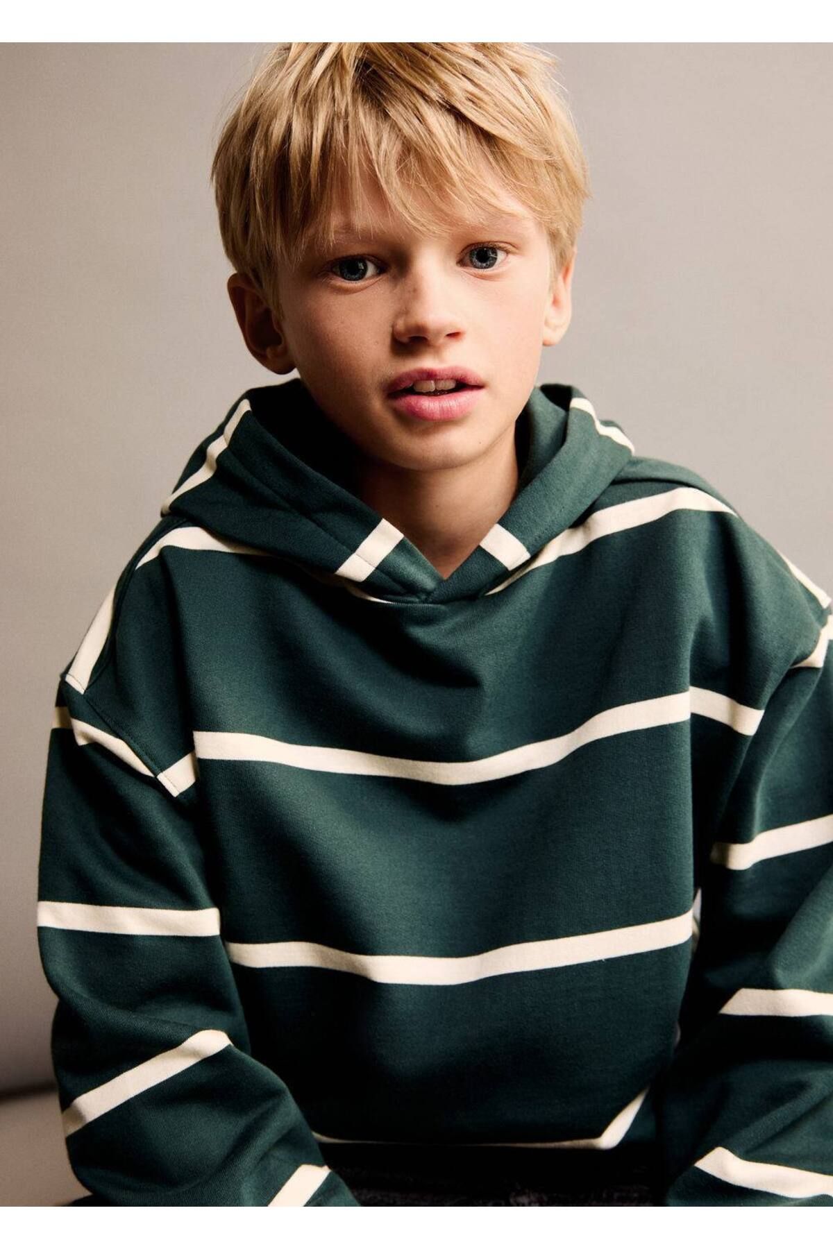 MANGO Kids-Bluza z kapturem w paski 4