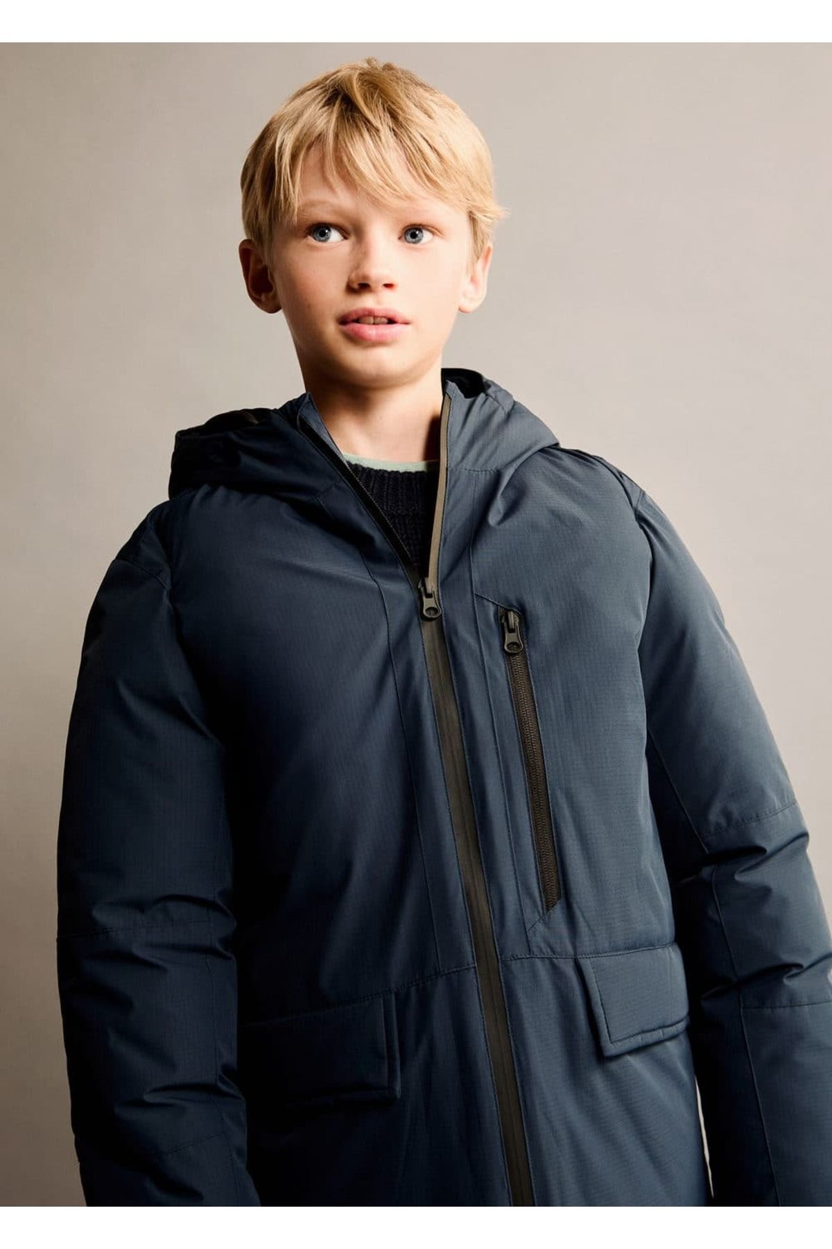 Kapüşonlu kapitone anorak