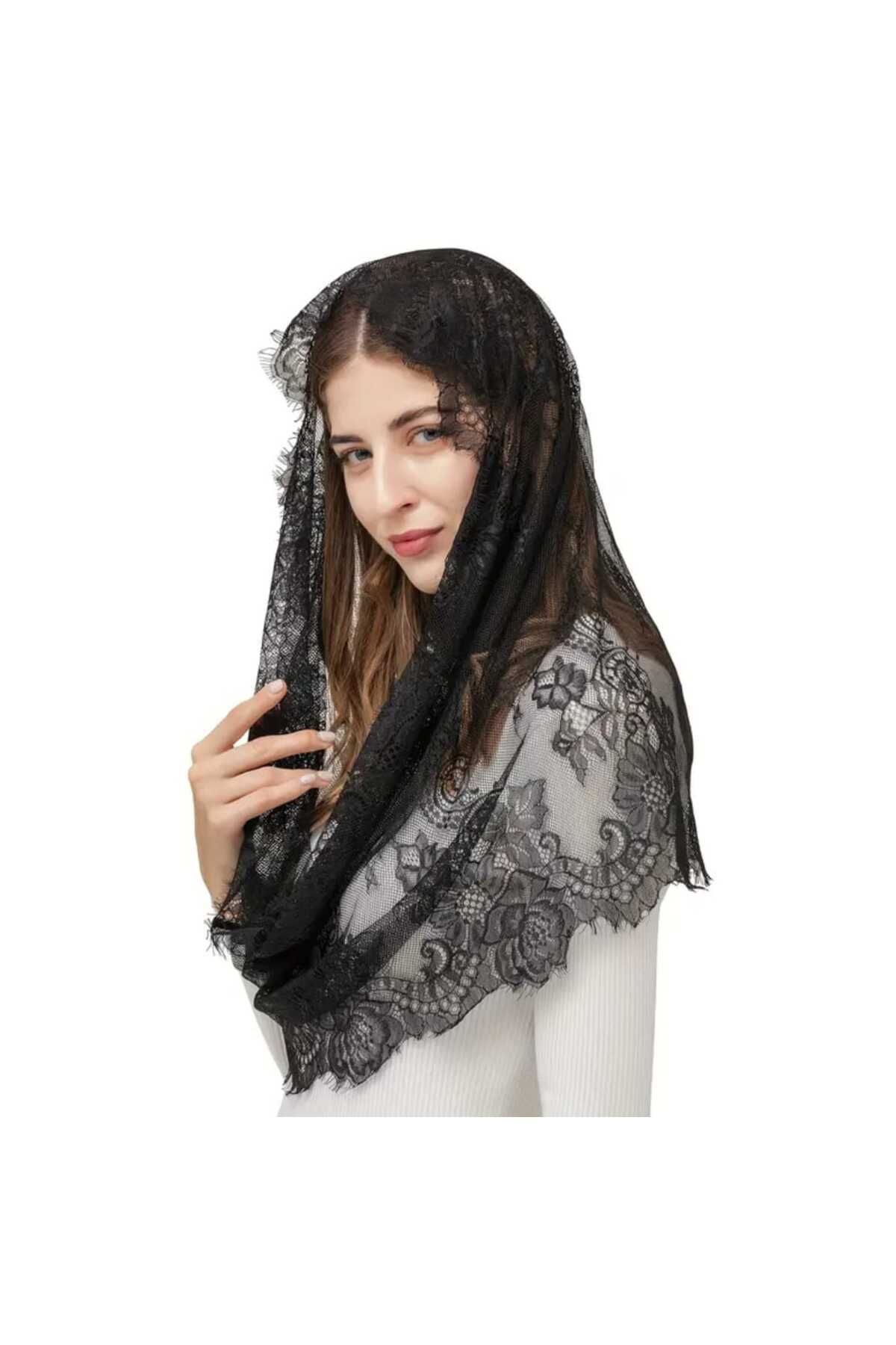 Genel Markalar Vintage Dantel model duvak bandana
