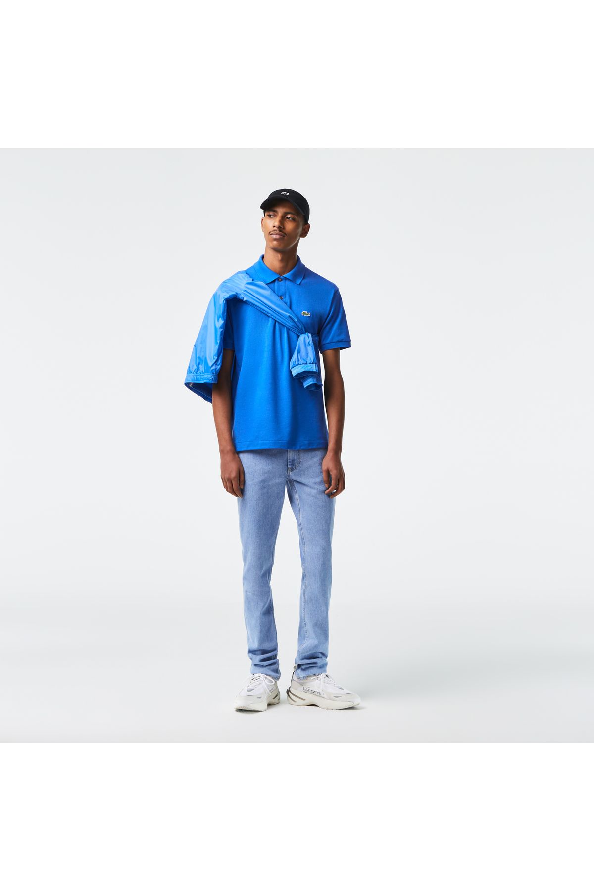 تی شرت یقه پولو مردانه کلاسیک FIT L.12.12 چوگان آبی Lacoste