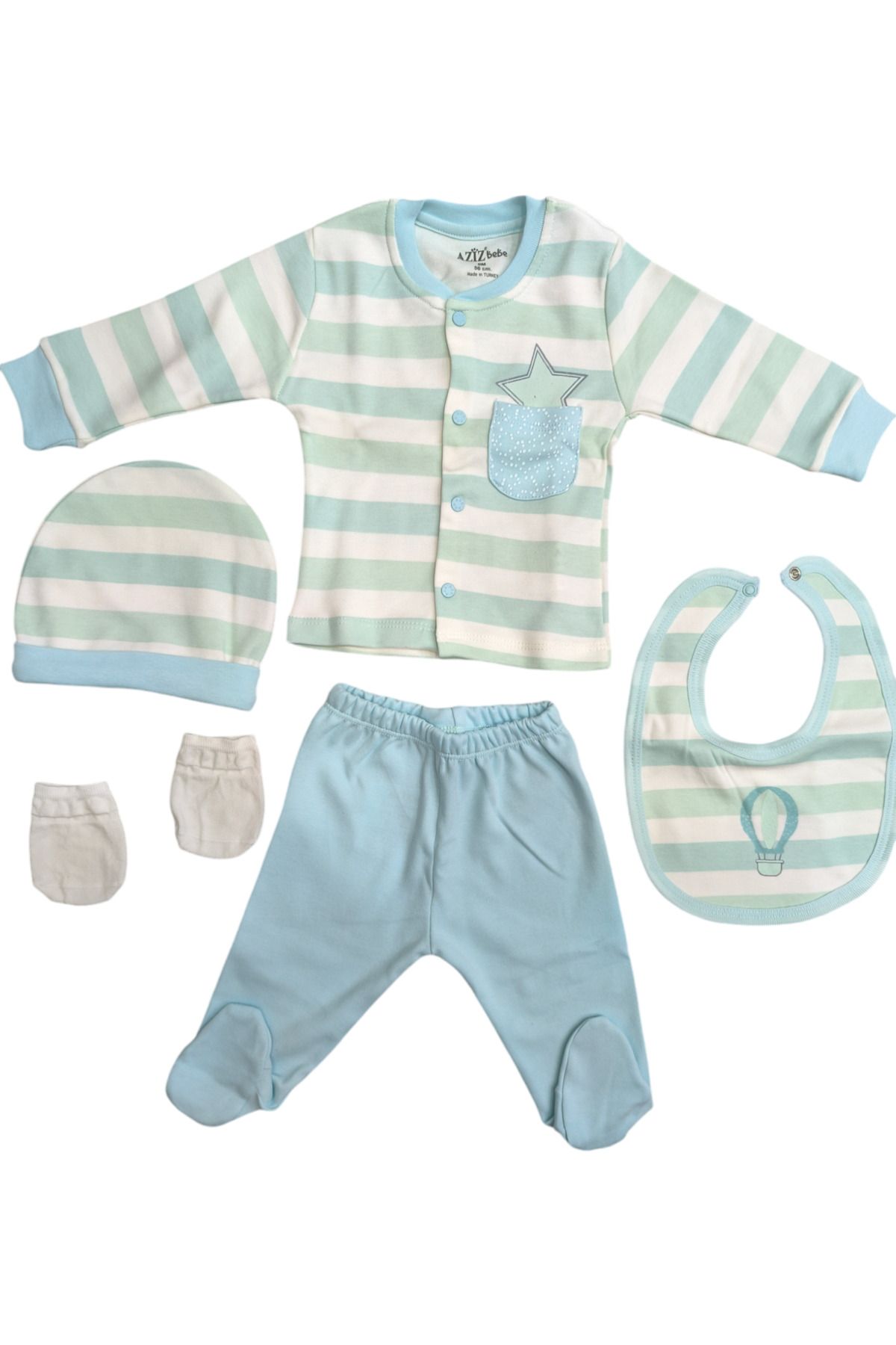 Aziz Bebe-Balloon Patterned 10-Piece Baby Hospital Discharge Bodysuit Set (10 Pieces) 4