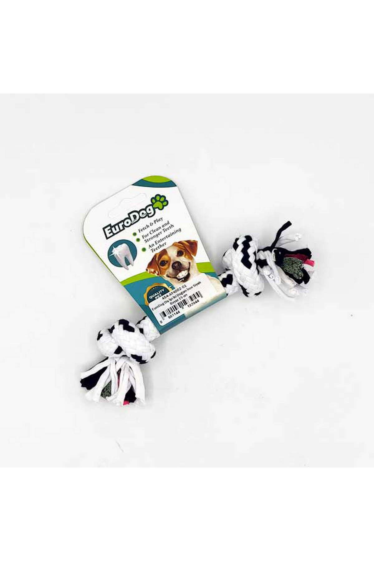 Eurodog Diş İpi İki Düğüm İnce Siyah Beyaz 15 cm YKTSN