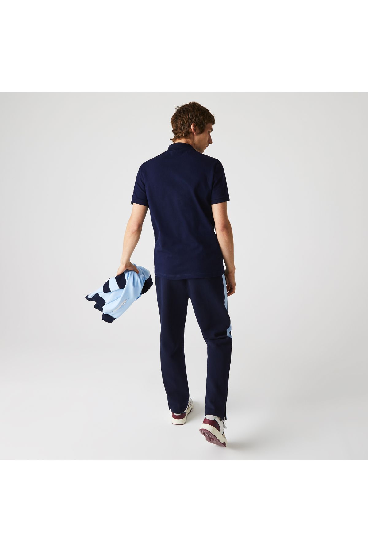 تی شرت یقه پولو مردانه اسکینی چوگان آبی اورجینال Lacoste