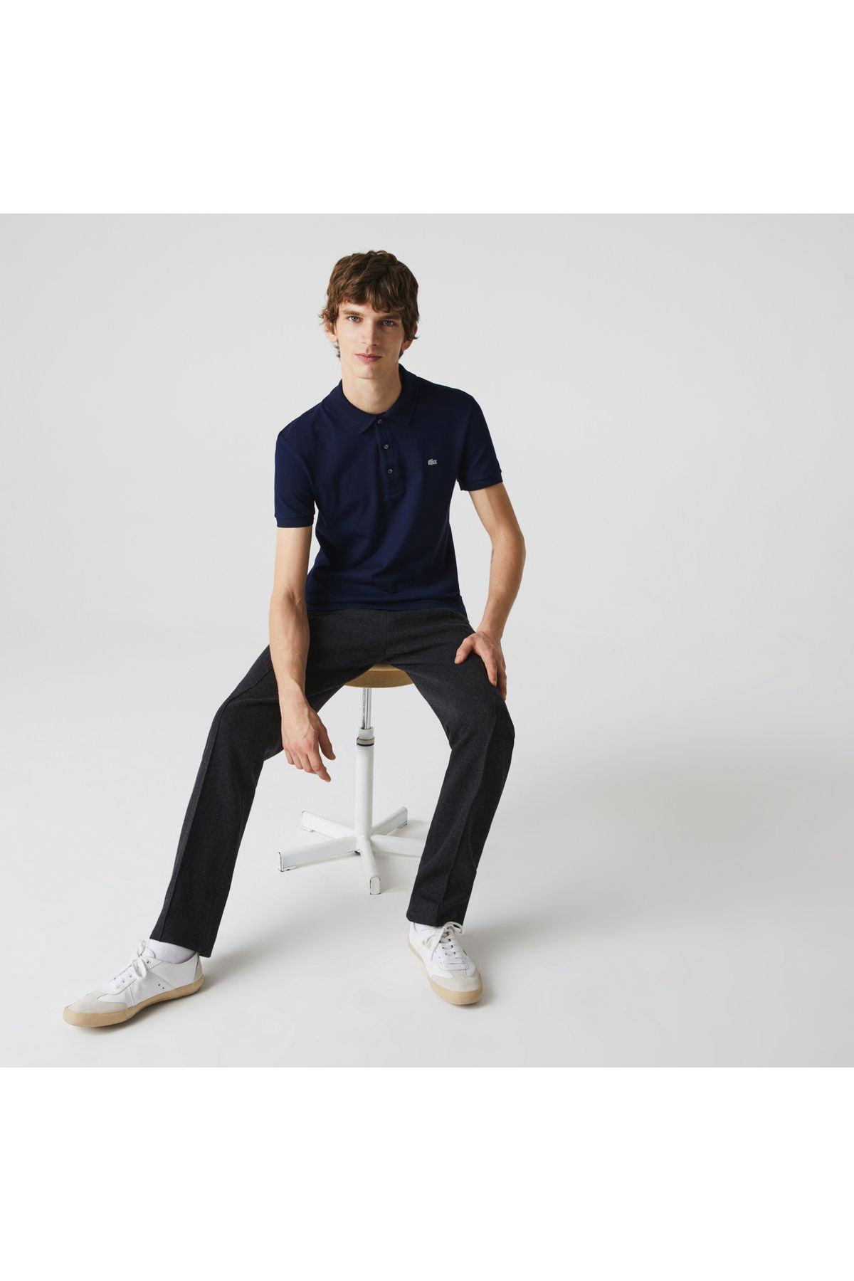 تی شرت یقه پولو مردانه اسکینی چوگان آبی اورجینال Lacoste