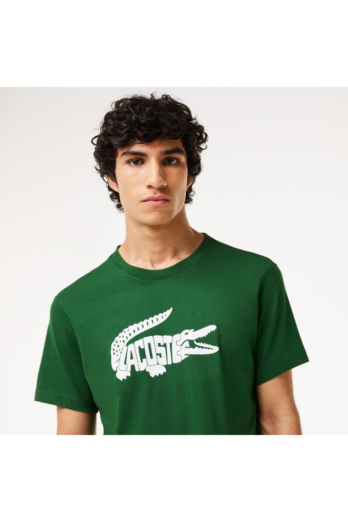 تی شرت سبز مردانه طرح دار با دوچرخه مناسب ورزشی Lacoste