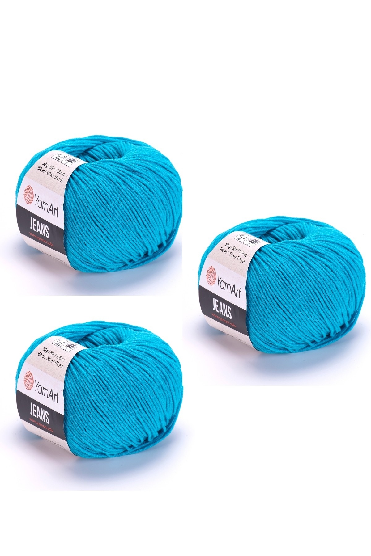 Yarn Art Jeans 55 Turquoise Amigurumi Knitting Rope Cardigan Knitting Rope Baby Rope Punch Rope 3-Pack
