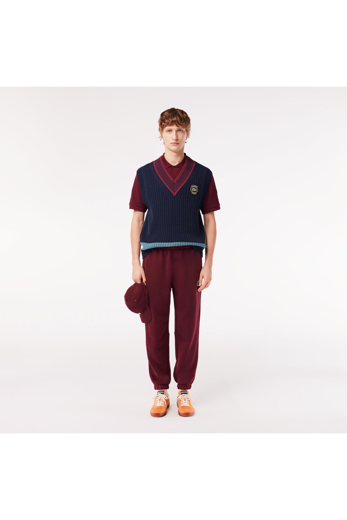 Lacoste-Unisex Relaxed Fit Burgundy Sweatpants 5