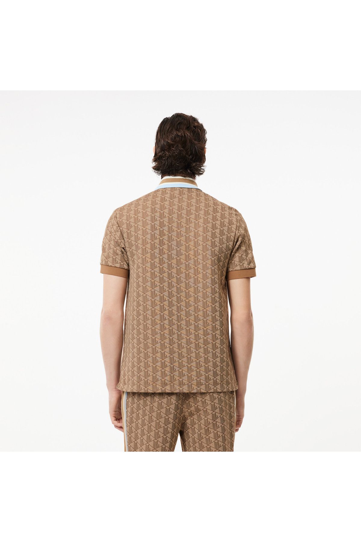 تی شرت یقه پولو چند رنگ مردانه مونوگرام کلاسیک مناسب قهوه ای چوگان Lacoste