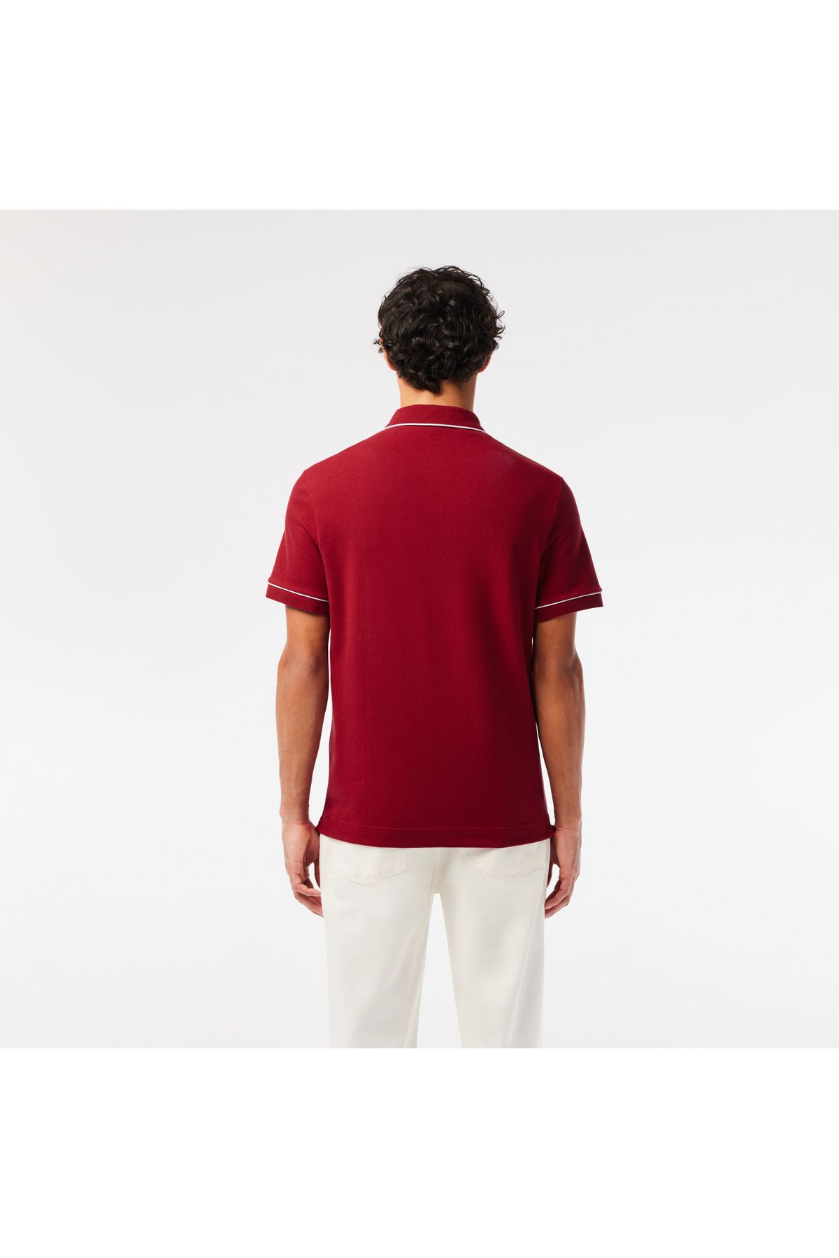 تی شرت یقه پولو قرمز مردانه چوگان پنبه ارگانیک به طور منظم Lacoste