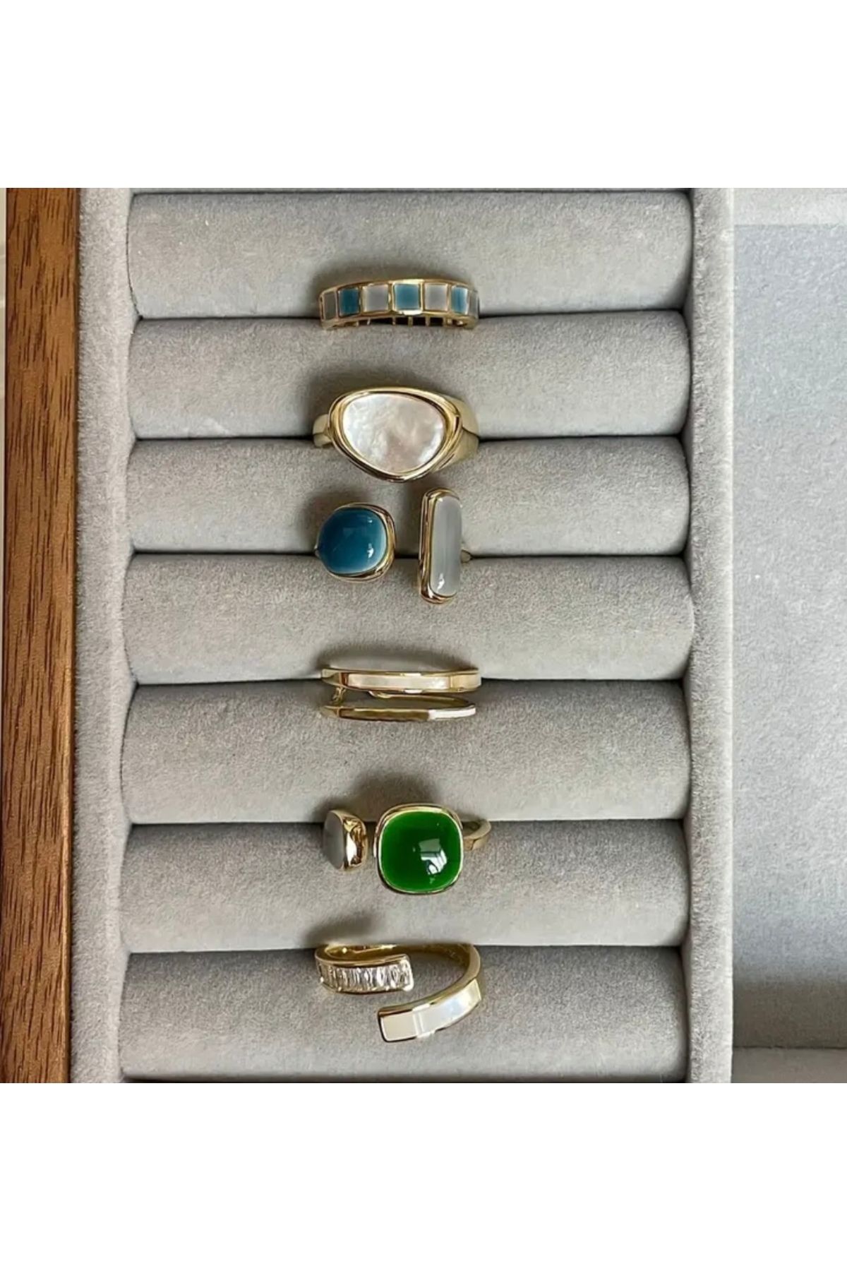 kadın vintage gold 6’lı yüzük seti