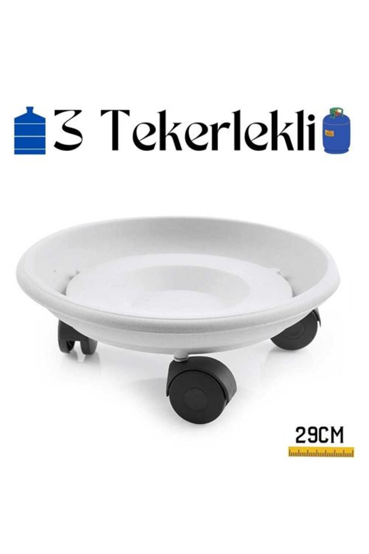 ModaCar HVT® Tekerlekli Damacana ve Tüp Altlığı Beyaz