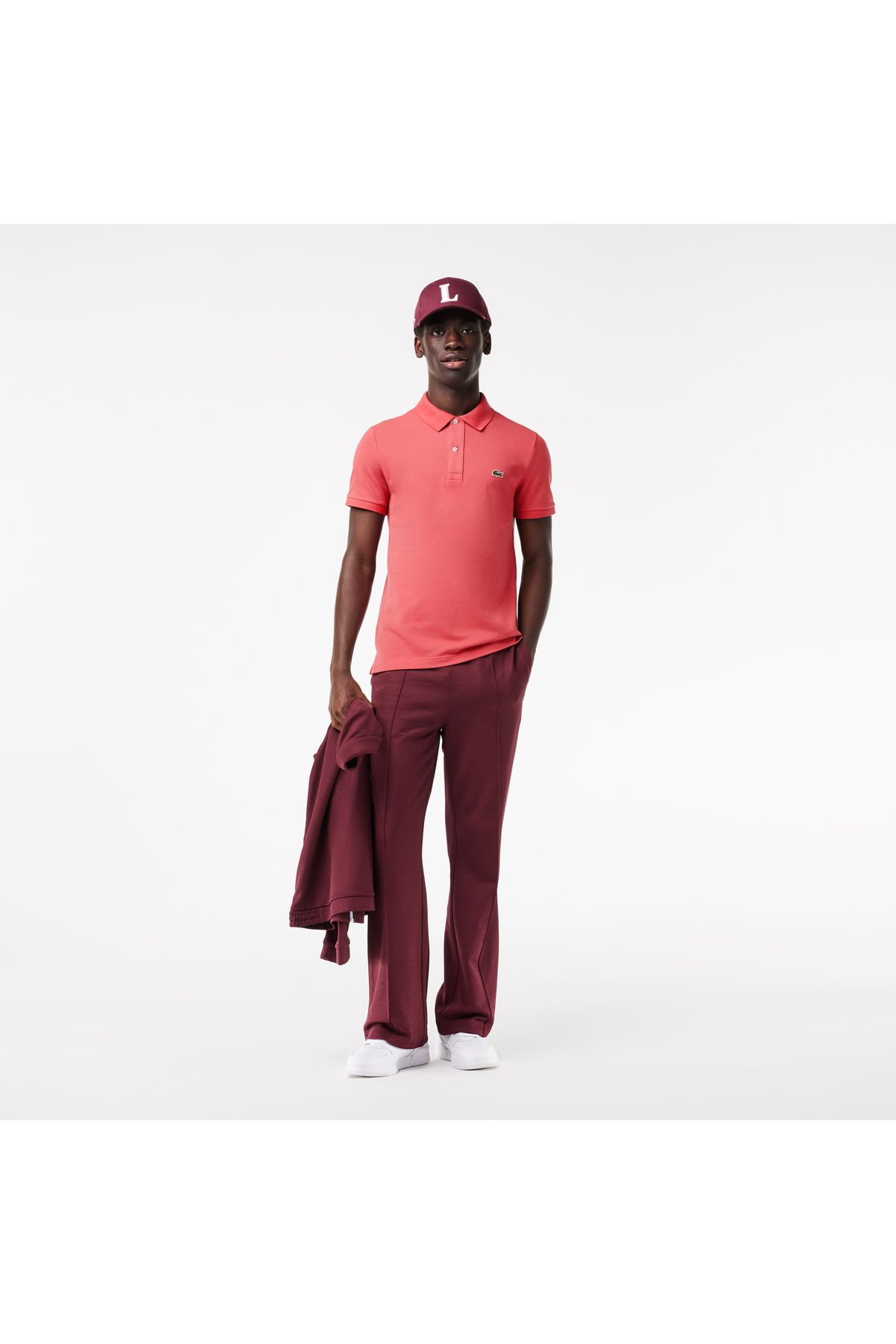 تی شرت یقه پولو قرمز مردانه L.12.12 باریک و چوگان Lacoste
