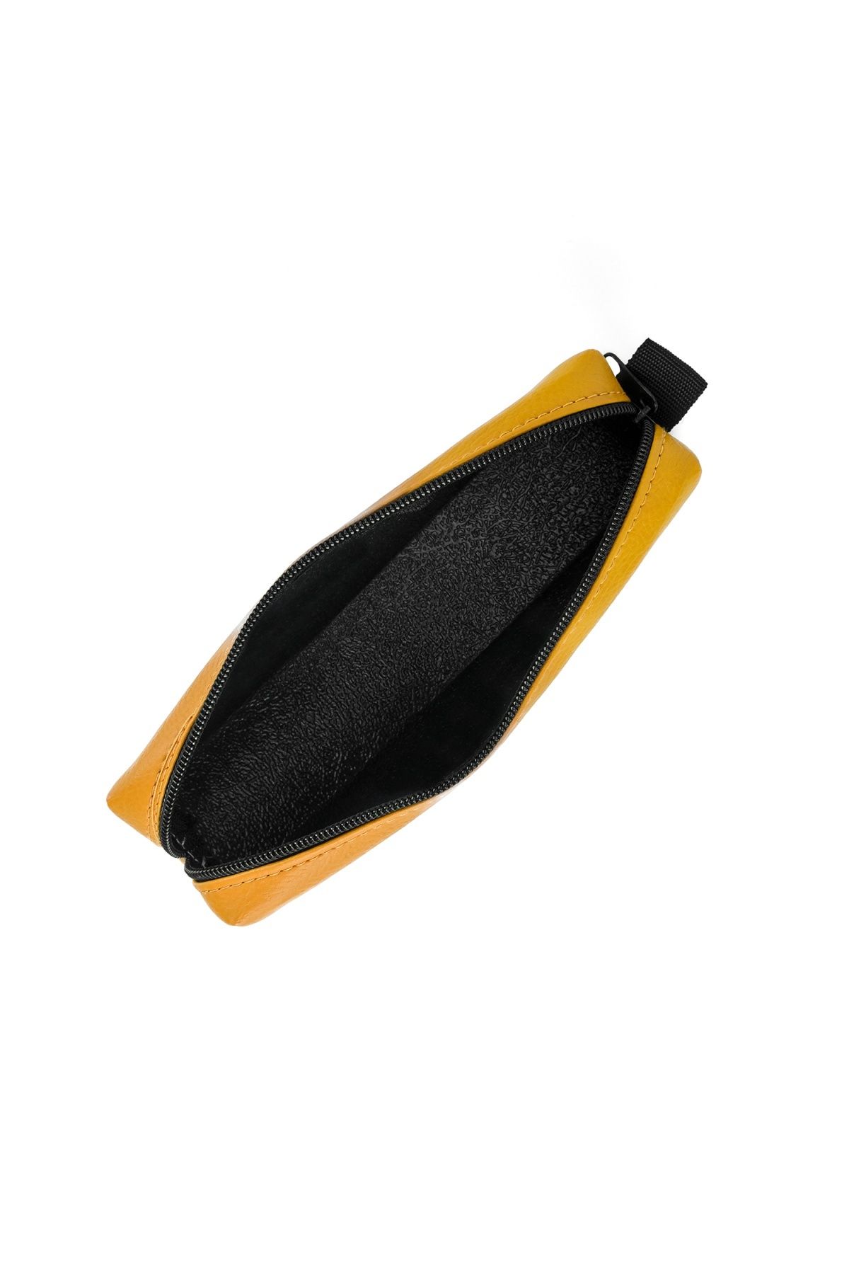 Gözde Proje-Faux Leather Mustard Yellow Pencil Case 4