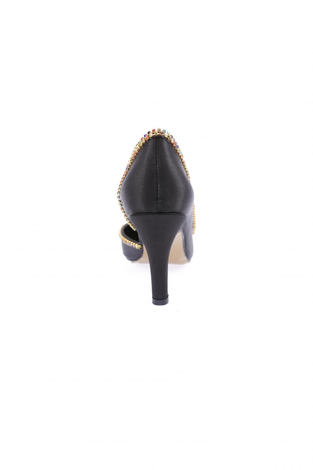 DGN-1328 Model - Black Satin Stiletto with Transparent Detail 4